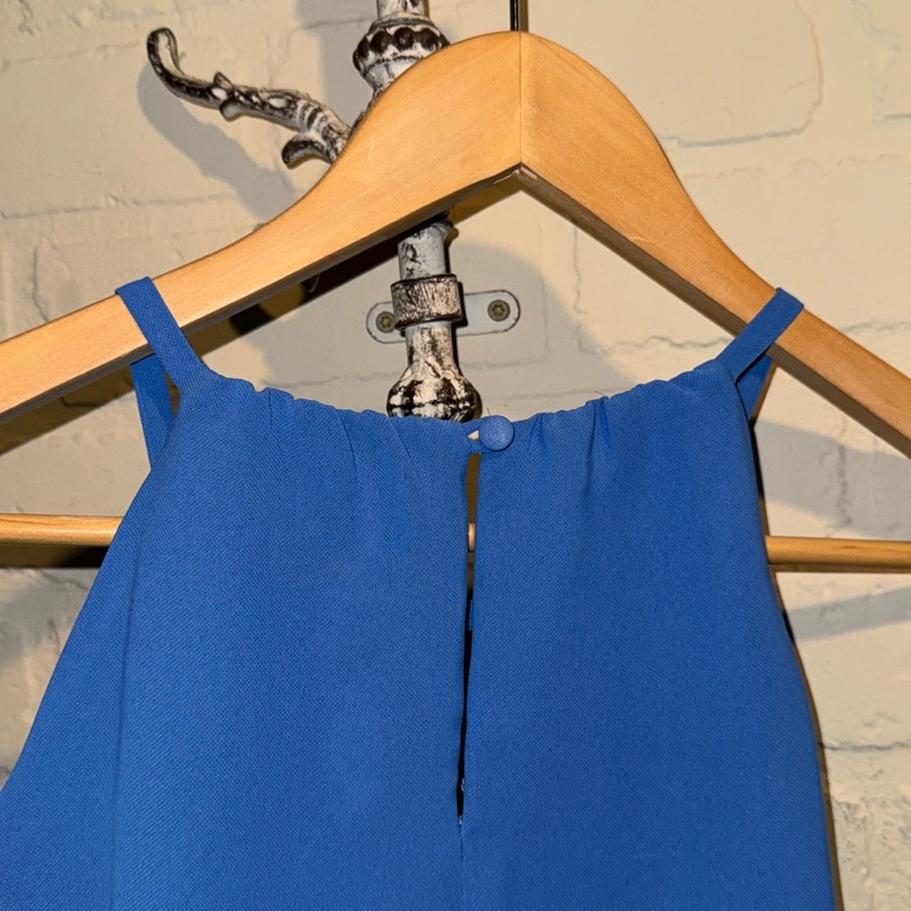 Saks Fifth Avenue blouse NEW steel Blue Layered Sleeveless Top keyhole back - Picture 8 of 8